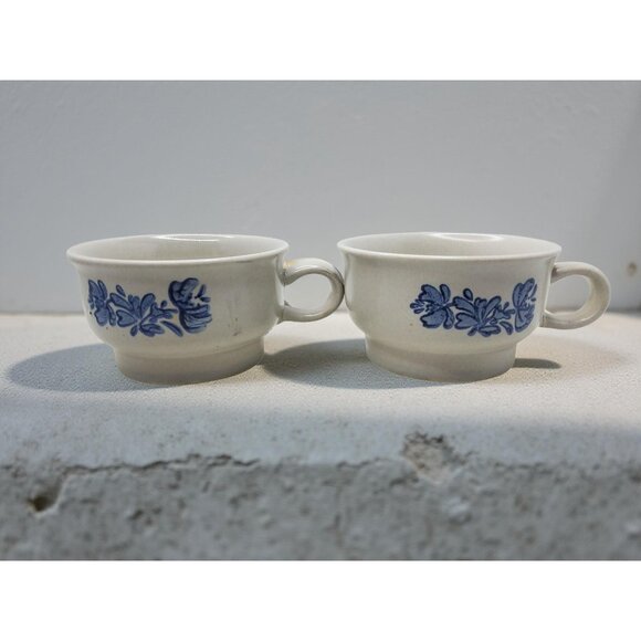 Pfaltzgraff Other - Pair Of Vintage Pfaltzgraff yorktowne Ironstone Blue Floral Coffee,Soup Mugs